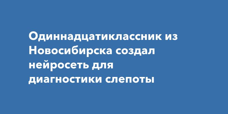 Юный гений из Новосибирска: школьник разработал нейросеть для ранней диагностики слепоты Юный гений из Новосибирска: школьник разработал нейросеть для ранней диагностики слепоты
